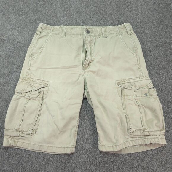 Levis Cargo Shorts Mens 32(34) Khaki Beige Utility Pocket - Picture 1 of 8